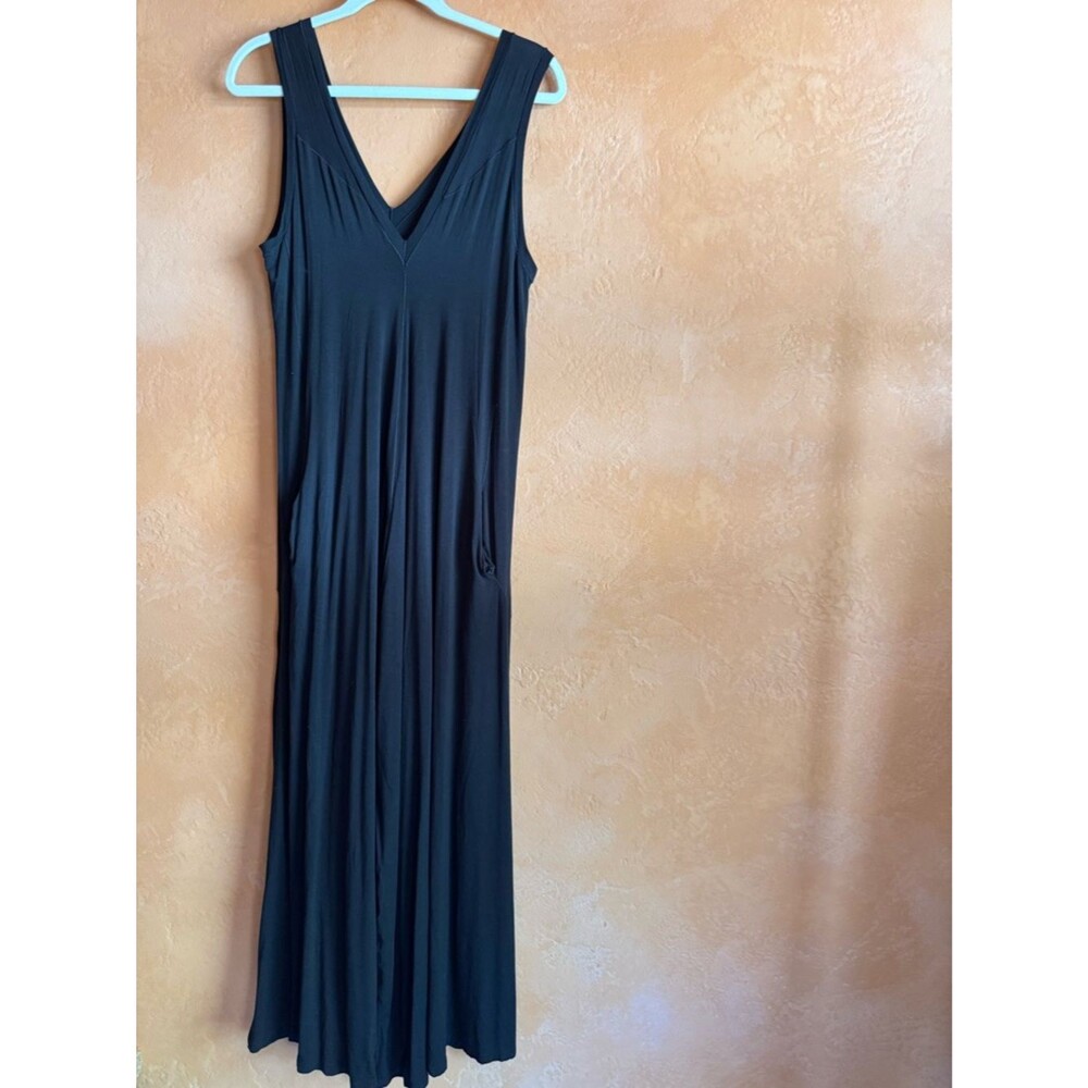 Angelrox Farmer Jumpsuit Black Wide Leg Minimal Lounge Travel One Piece L